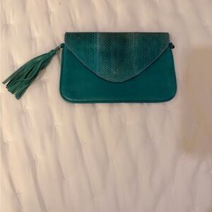 Cocobelle Emerald/blue Fringe Clutch